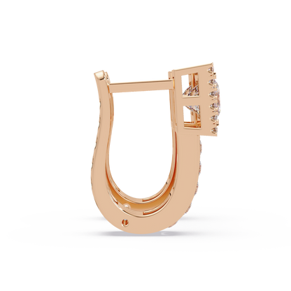 Princess & Round Cut Halo Lab Grown Diamond Hoop Earring - HIGHCARAT DIAMONDS