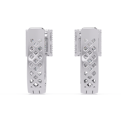 Princess & Round Cut Halo Lab Grown Diamond Hoop Earring - HIGHCARAT DIAMONDS