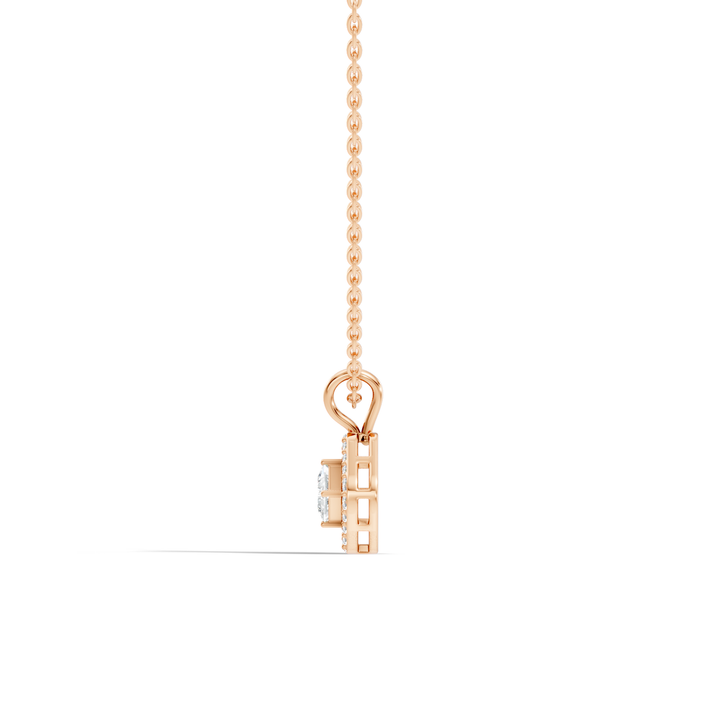 Colorless Lab Diamond Princess Cut Pendant Necklace 0.45 Ct Round Accent Gift for Her - HIGHCARAT DIAMONDS
