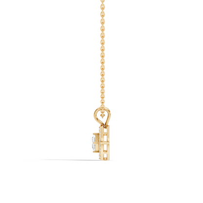 Colorless Lab Diamond Princess Cut Pendant Necklace 0.45 Ct Round Accent Gift for Her - HIGHCARAT DIAMONDS