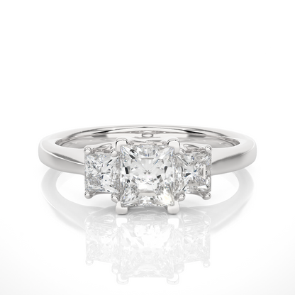 Princess Shaped Lab Grown Diamond Ring,14KYellow Gold  Vintage Three Stone Ring For Her - HIGHCARAT DIAMONDS