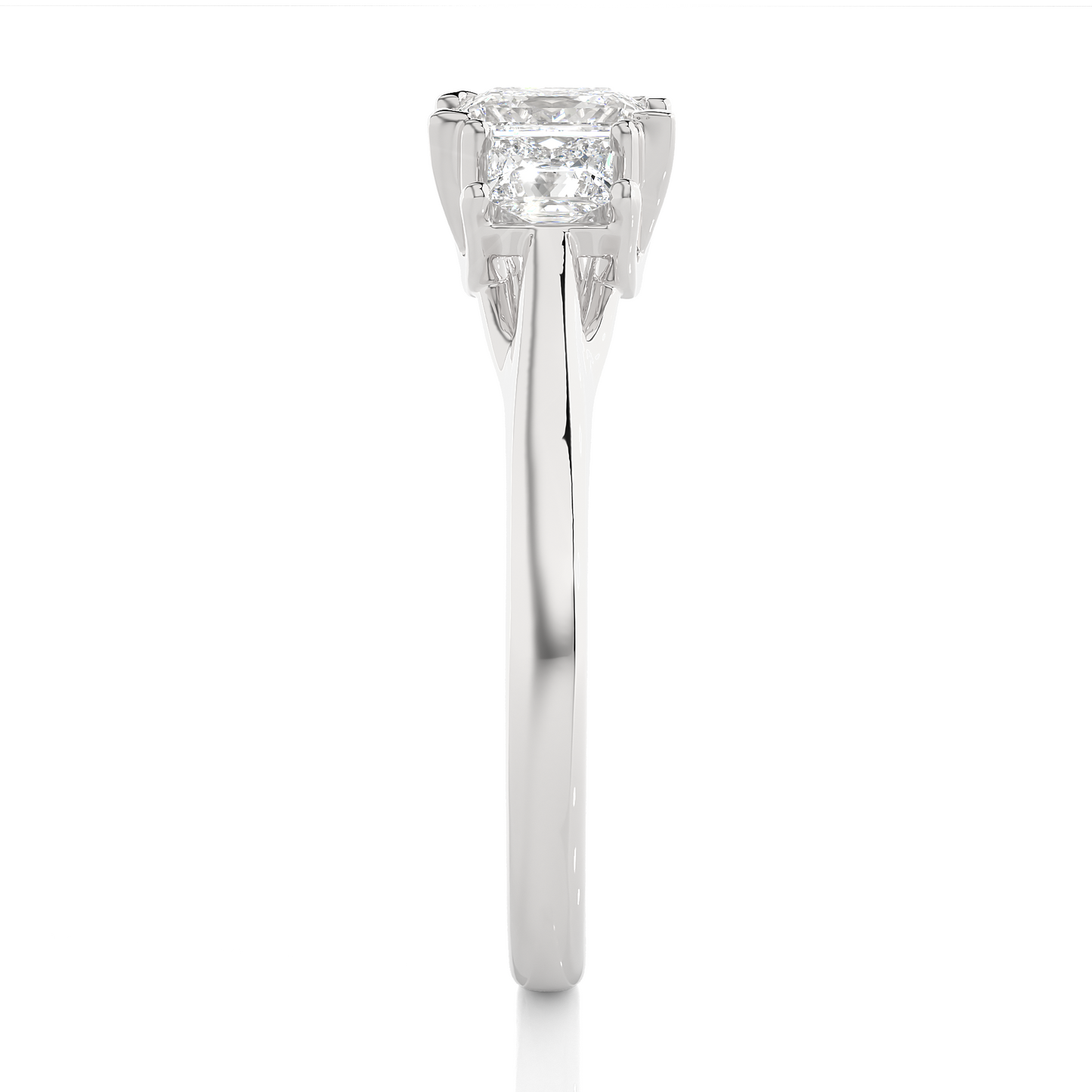 Princess Shaped Lab Grown Diamond Ring,14KYellow Gold  Vintage Three Stone Ring For Her - HIGHCARAT DIAMONDS