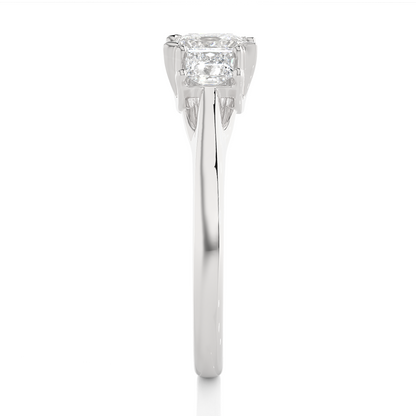 Princess Shaped Lab Grown Diamond Ring,14KYellow Gold  Vintage Three Stone Ring For Her - HIGHCARAT DIAMONDS