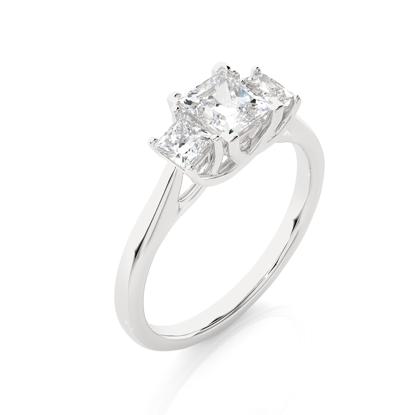 Princess Shaped Lab Grown Diamond Ring,14KYellow Gold  Vintage Three Stone Ring For Her - HIGHCARAT DIAMONDS
