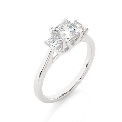 Princess Shaped Lab Grown Diamond Ring,14KYellow Gold  Vintage Three Stone Ring For Her - HIGHCARAT DIAMONDS