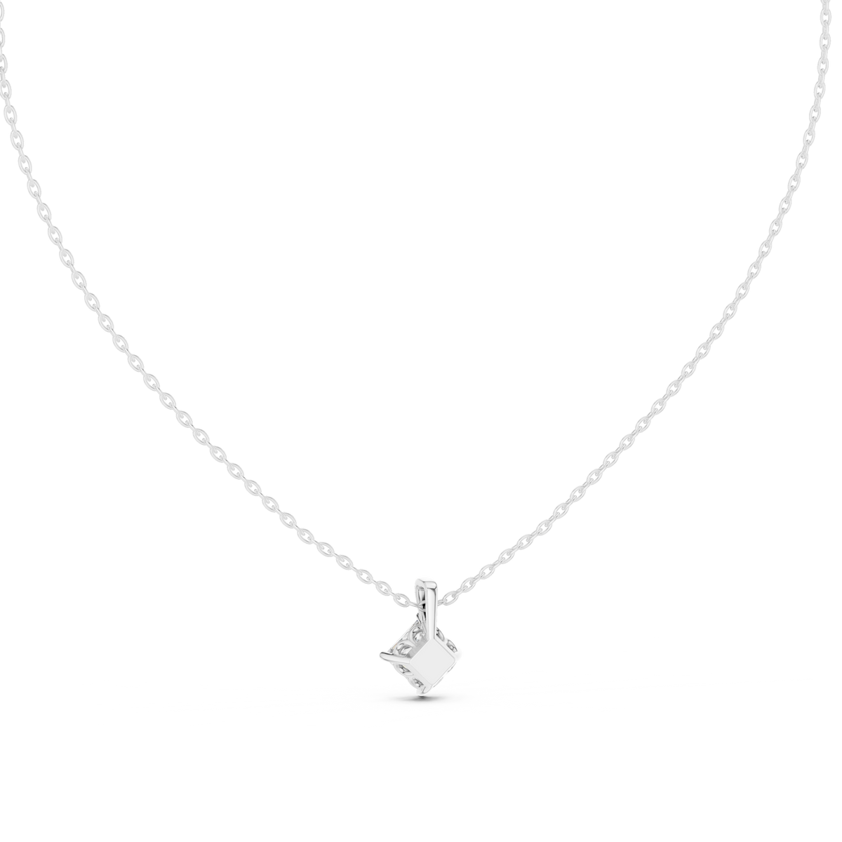 Princess Diamond Pendant Side Profile Showing Prong Setting