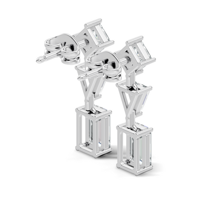 Princess,Triangle & Emerald 3.16 Ct 14k Solid Gold Lab grown Diamond Unique Style Elegance Diamond Earrings