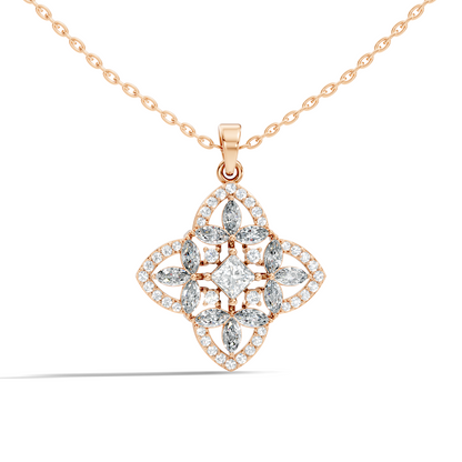 Elegant Princess & Round Lab-Grown Diamond Pendant Sustainable Gift for Her - HIGHCARAT DIAMONDS