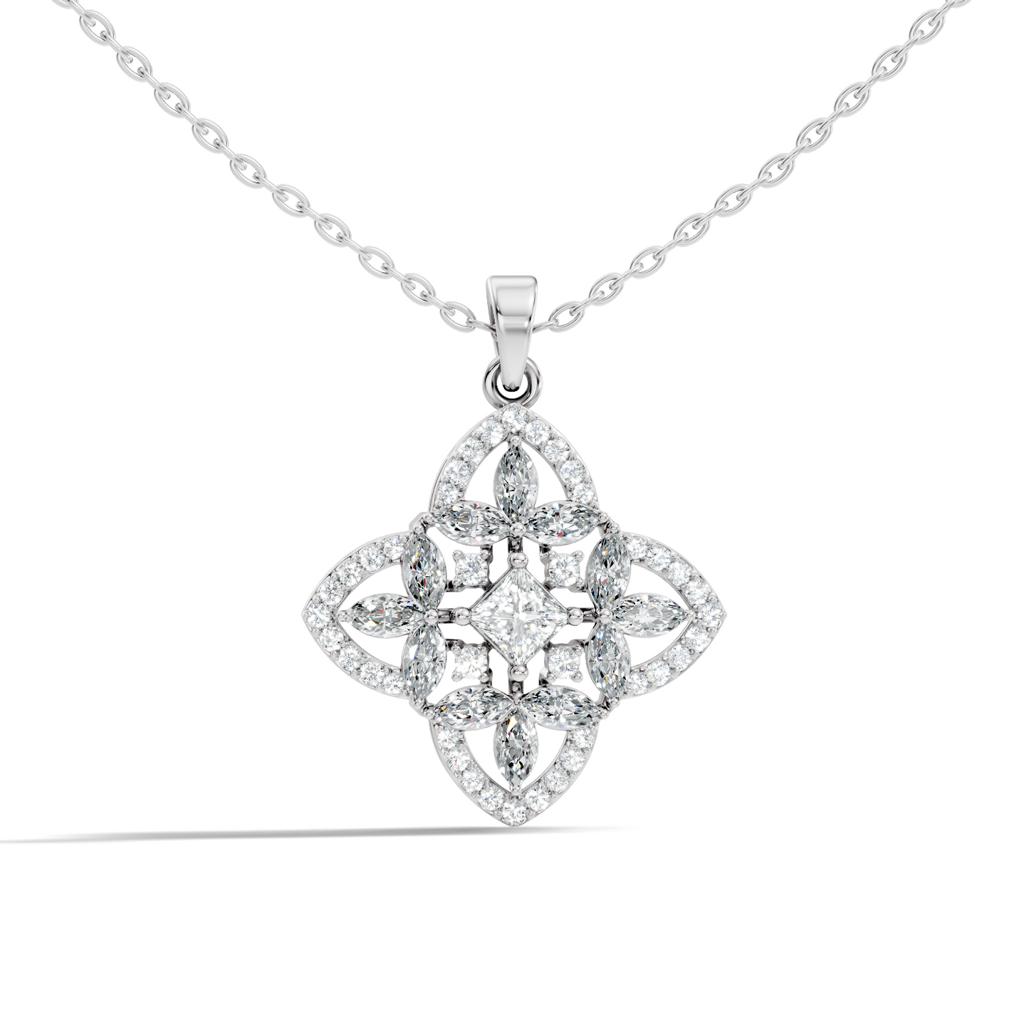 Elegant Princess & Round Lab-Grown Diamond Pendant Sustainable Gift for Her - HIGHCARAT DIAMONDS