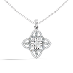 Elegant Princess & Round Lab-Grown Diamond Pendant Sustainable Gift for Her - HIGHCARAT DIAMONDS