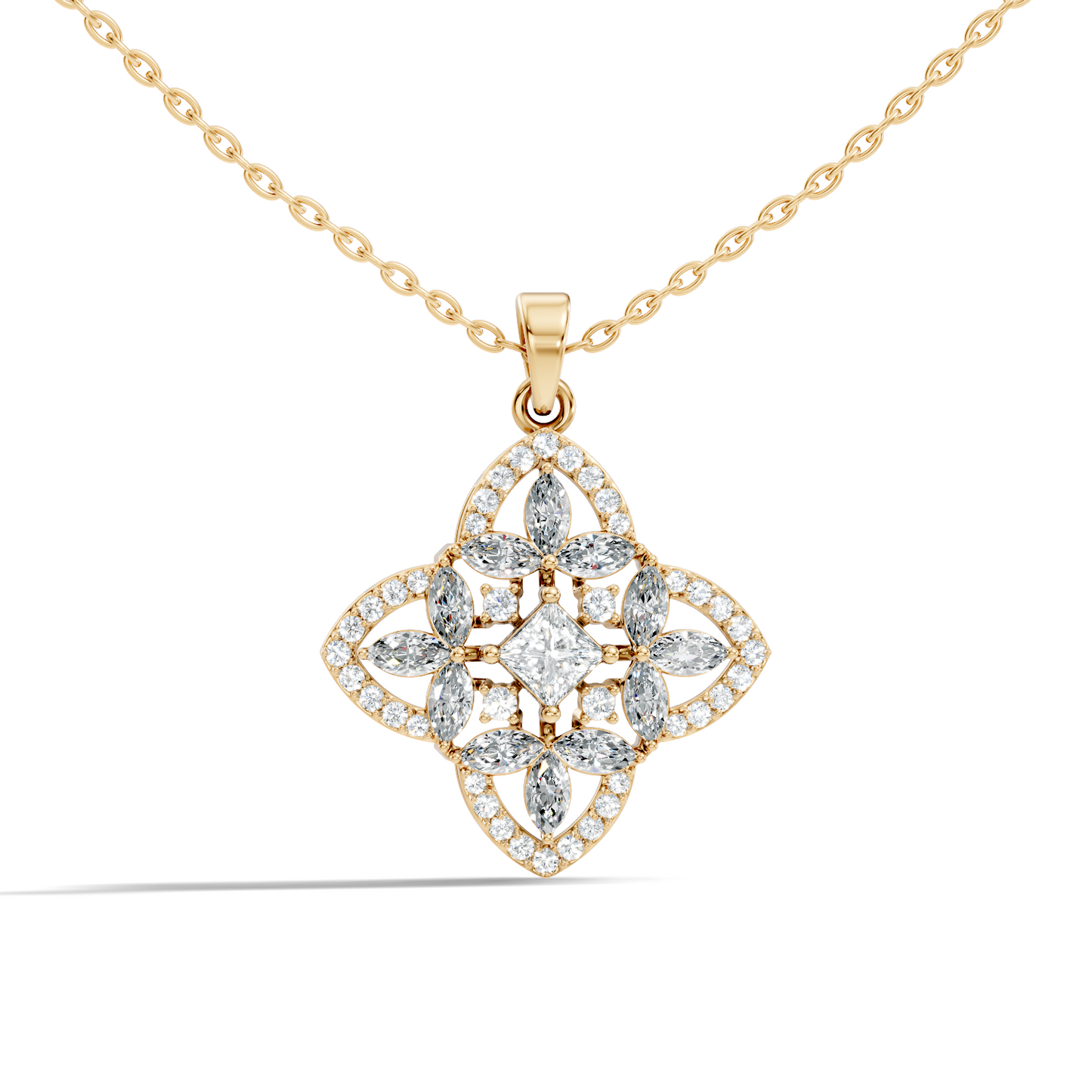 Elegant Princess & Round Lab-Grown Diamond Pendant Sustainable Gift for Her - HIGHCARAT DIAMONDS
