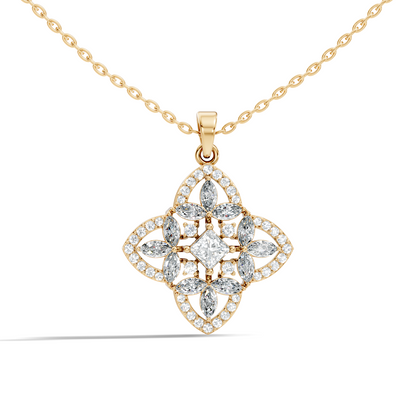 Elegant Princess & Round Lab-Grown Diamond Pendant Sustainable Gift for Her - HIGHCARAT DIAMONDS