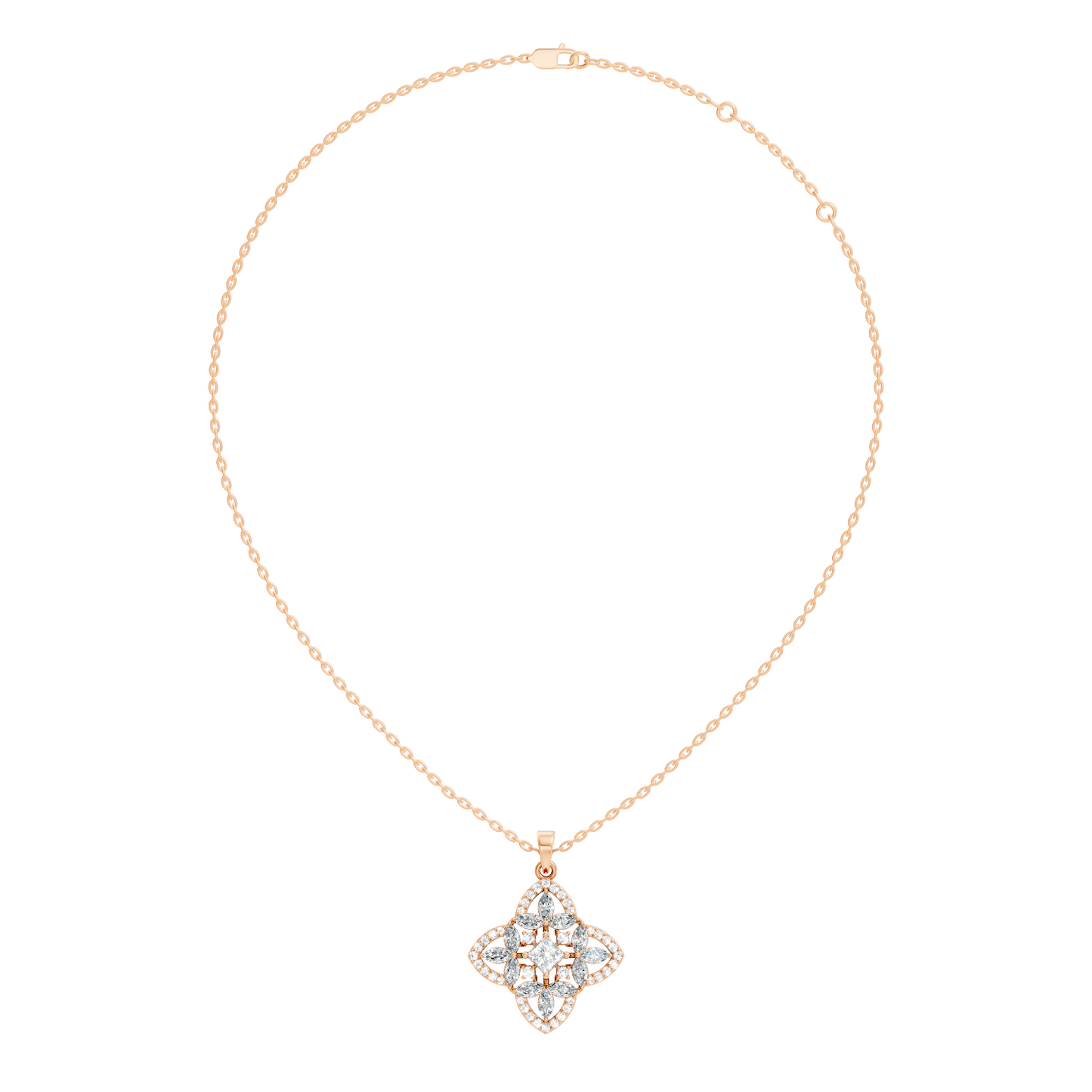 Elegant Princess & Round Lab-Grown Diamond Pendant Sustainable Gift for Her - HIGHCARAT DIAMONDS