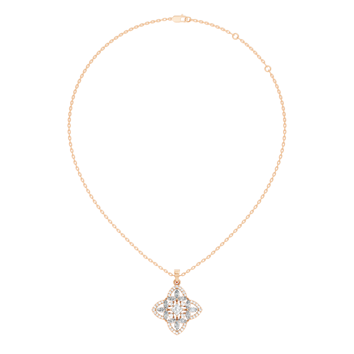Elegant Princess & Round Lab-Grown Diamond Pendant Sustainable Gift for Her - HIGHCARAT DIAMONDS