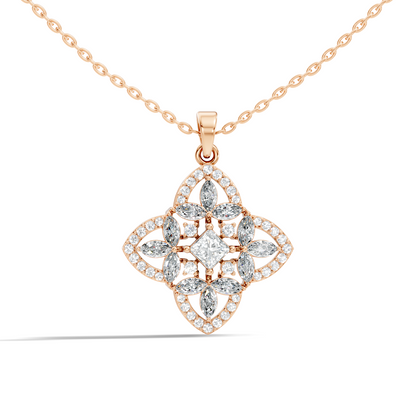 Elegant Princess & Round Lab-Grown Diamond Pendant Sustainable Gift for Her - HIGHCARAT DIAMONDS