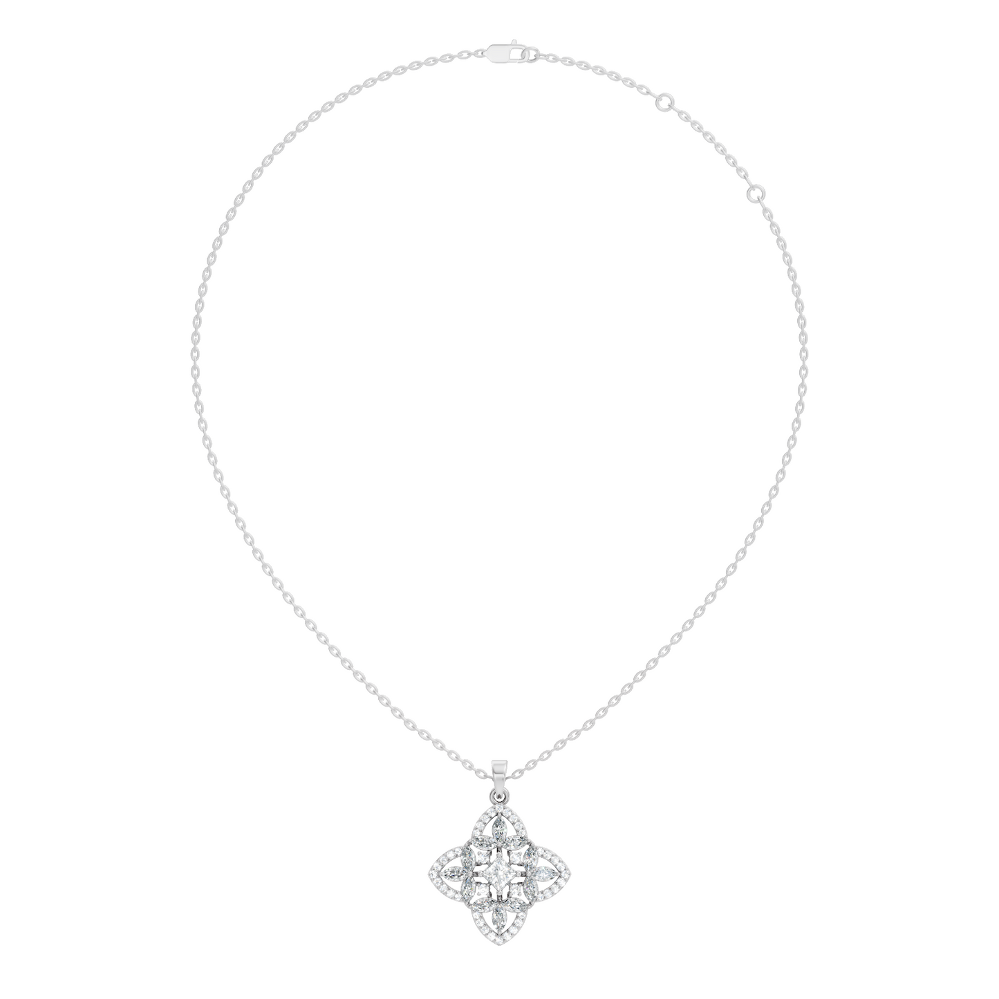Elegant Princess & Round Lab-Grown Diamond Pendant Sustainable Gift for Her - HIGHCARAT DIAMONDS