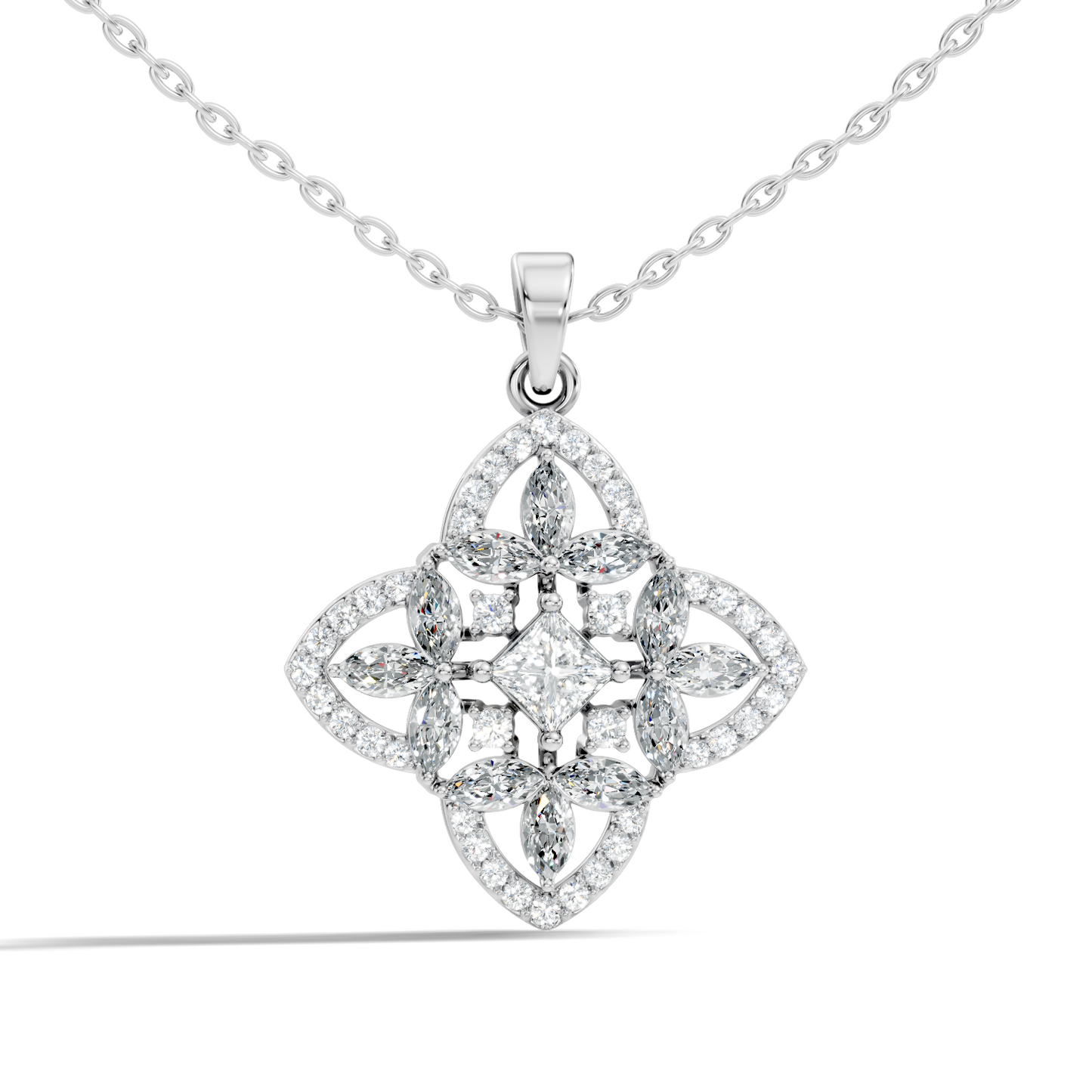 Elegant Princess & Round Lab-Grown Diamond Pendant Sustainable Gift for Her - HIGHCARAT DIAMONDS
