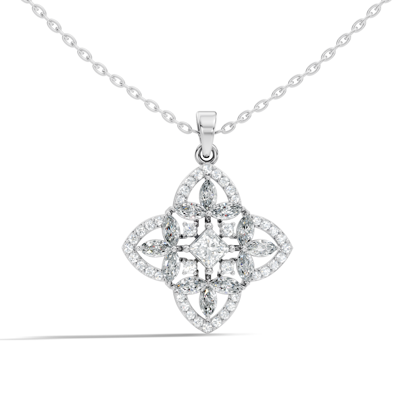 Elegant Princess & Round Lab-Grown Diamond Pendant Sustainable Gift for Her - HIGHCARAT DIAMONDS