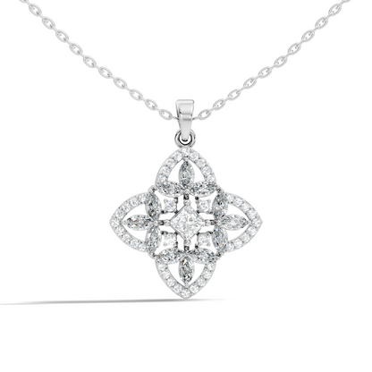 Elegant Princess & Round Lab-Grown Diamond Pendant Sustainable Gift for Her - HIGHCARAT DIAMONDS