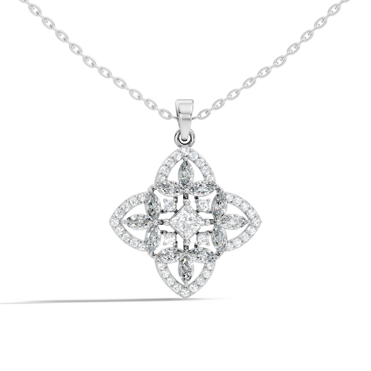 Elegant Princess & Round Lab-Grown Diamond Pendant Sustainable Gift for Her - HIGHCARAT DIAMONDS