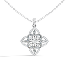 Elegant Princess & Round Lab-Grown Diamond Pendant Sustainable Gift for Her - HIGHCARAT DIAMONDS