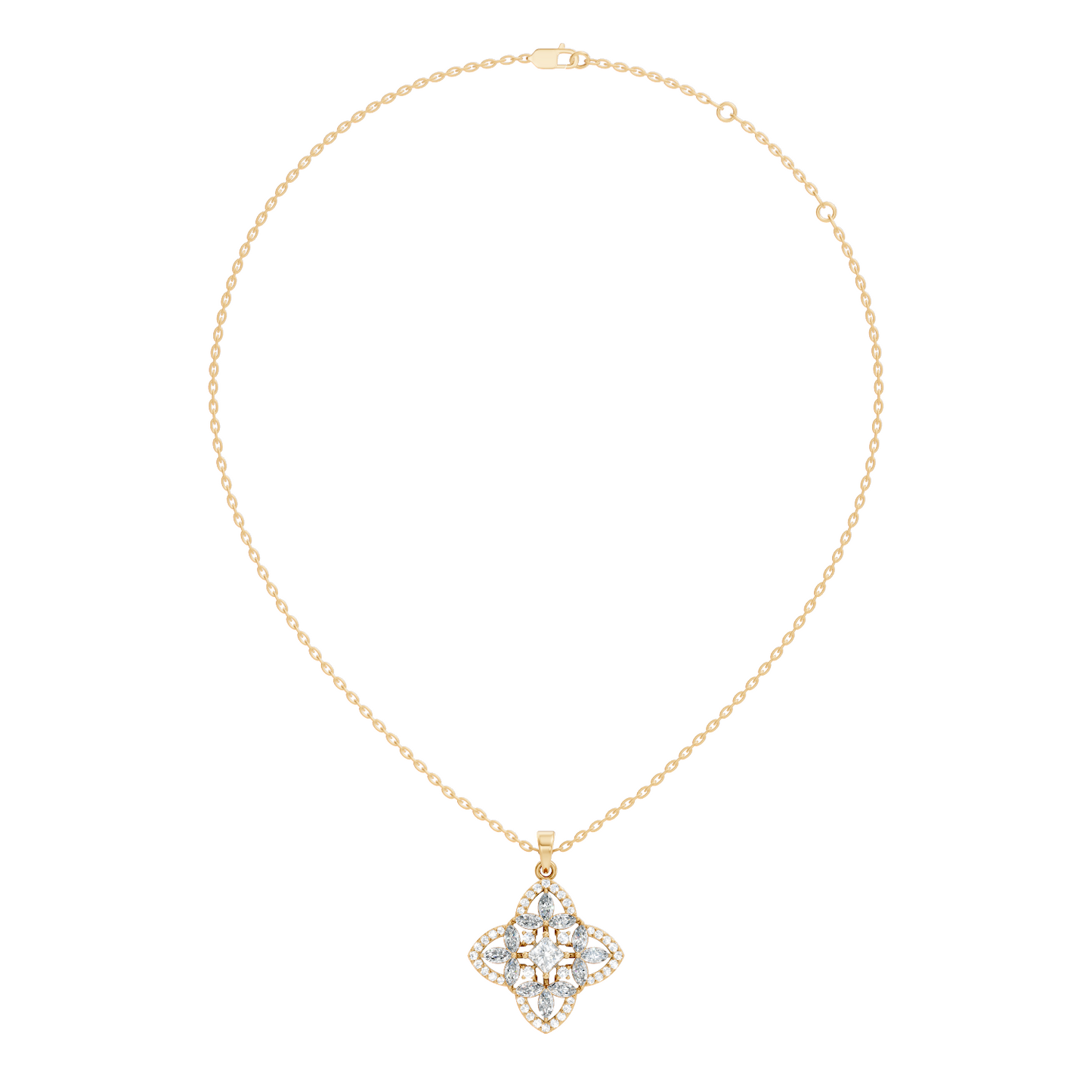 Elegant Princess & Round Lab-Grown Diamond Pendant Sustainable Gift for Her - HIGHCARAT DIAMONDS