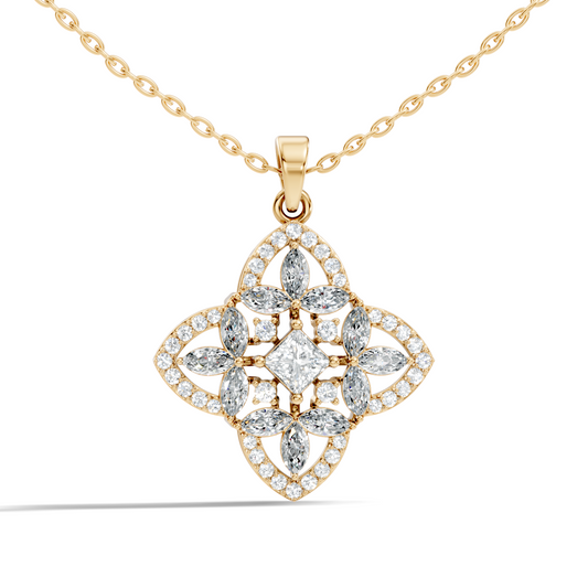 Elegant Princess & Round Lab-Grown Diamond Pendant Sustainable Gift for Her - HIGHCARAT DIAMONDS