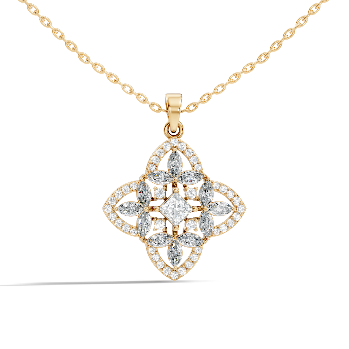Elegant Princess & Round Lab-Grown Diamond Pendant Sustainable Gift for Her - HIGHCARAT DIAMONDS