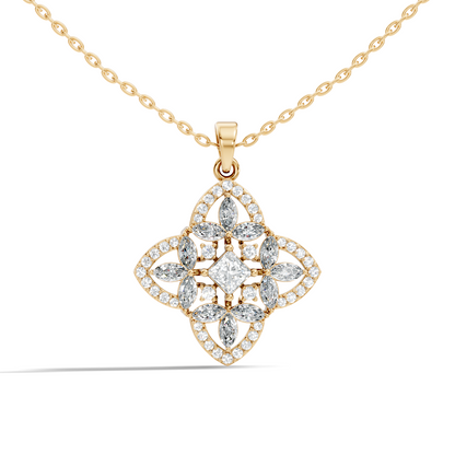 Elegant Princess & Round Lab-Grown Diamond Pendant Sustainable Gift for Her - HIGHCARAT DIAMONDS