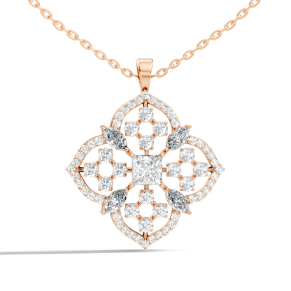 Handcrafted Marquise and Princess Diamond Gold Pendant Special Gift For Her In 14K Solid Gold - HIGHCARAT DIAMONDS