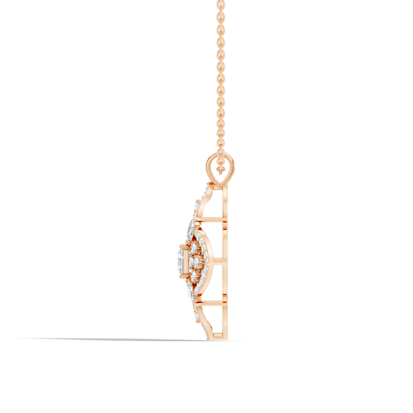 Handcrafted Marquise and Princess Diamond Gold Pendant Special Gift For Her In 14K Solid Gold - HIGHCARAT DIAMONDS