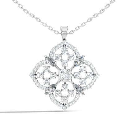Handcrafted Marquise and Princess Diamond Gold Pendant Special Gift For Her In 14K Solid Gold - HIGHCARAT DIAMONDS