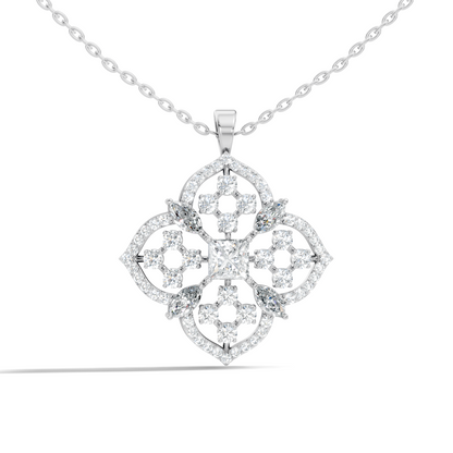 Handcrafted Marquise and Princess Diamond Gold Pendant Special Gift For Her In 14K Solid Gold - HIGHCARAT DIAMONDS