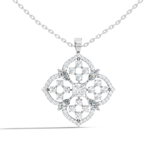 Handcrafted Marquise and Princess Diamond Gold Pendant Special Gift For Her In 14K Solid Gold - HIGHCARAT DIAMONDS