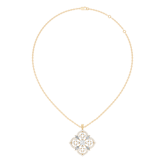 Handcrafted Marquise and Princess Diamond Gold Pendant Special Gift For Her In 14K Solid Gold - HIGHCARAT DIAMONDS
