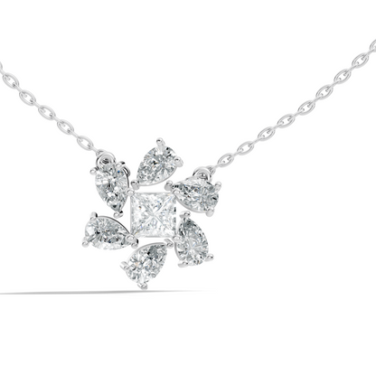 Princess & Pear Lab-Grown Diamond Pendant Colorless White Gold Elegance Gift In 14K Gold - HIGHCARAT DIAMONDS