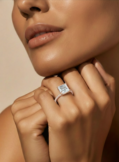 Princess and round cut 2.56 Ct lab grown Diamond rings and Every occasion Wear