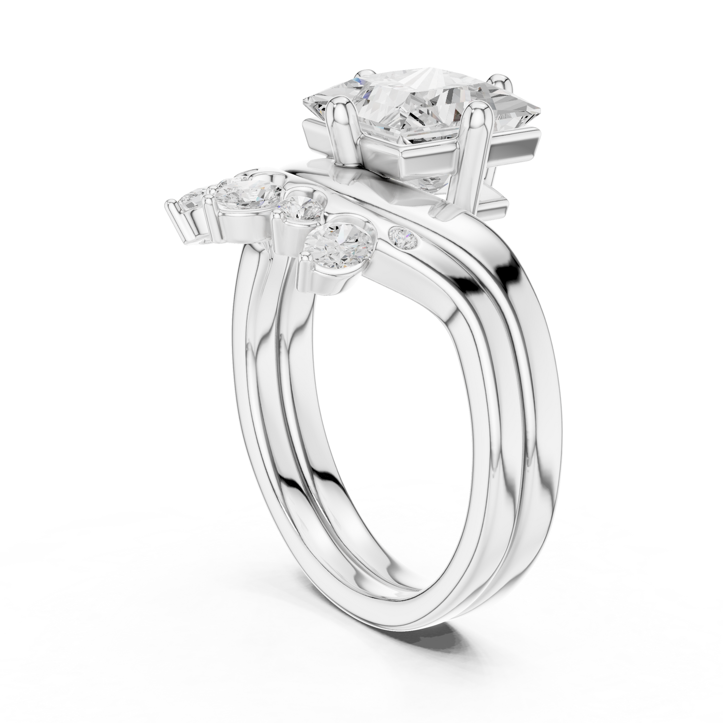 8 Stone Princess, Oval & Round Diamond Unique Style Vintage Stunning New Diamond Ring For Bridal - HIGHCARAT DIAMONDS