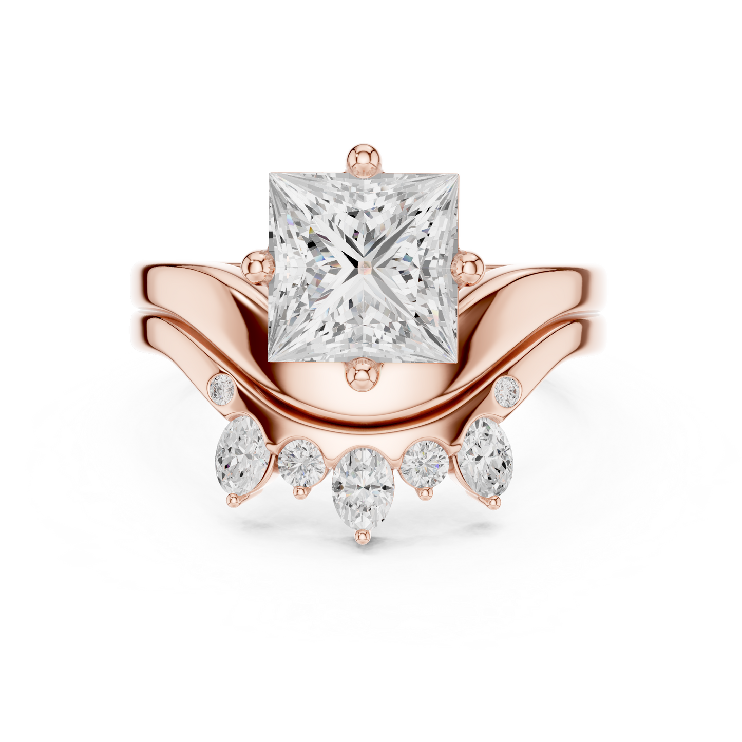 8 Stone Princess, Oval & Round Diamond Unique Style Vintage Stunning New Diamond Ring For Bridal - HIGHCARAT DIAMONDS