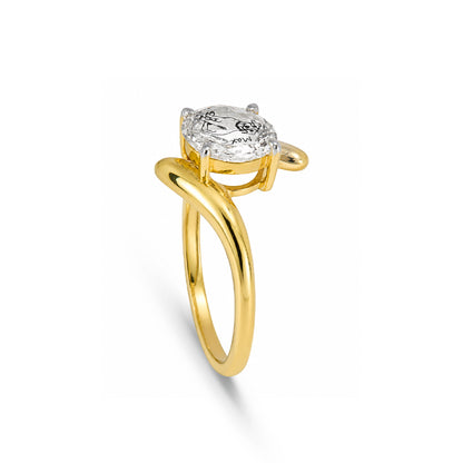 Round Rose Cut Lab Grown Diamond Custom Pet Image Ring