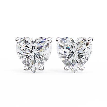 Prong Set 2.43Ct Heart Cut Top Grade Diamond Elegant Stackable Vintage Stud Fabulous Earring Gift For Women's - HIGHCARAT DIAMONDS