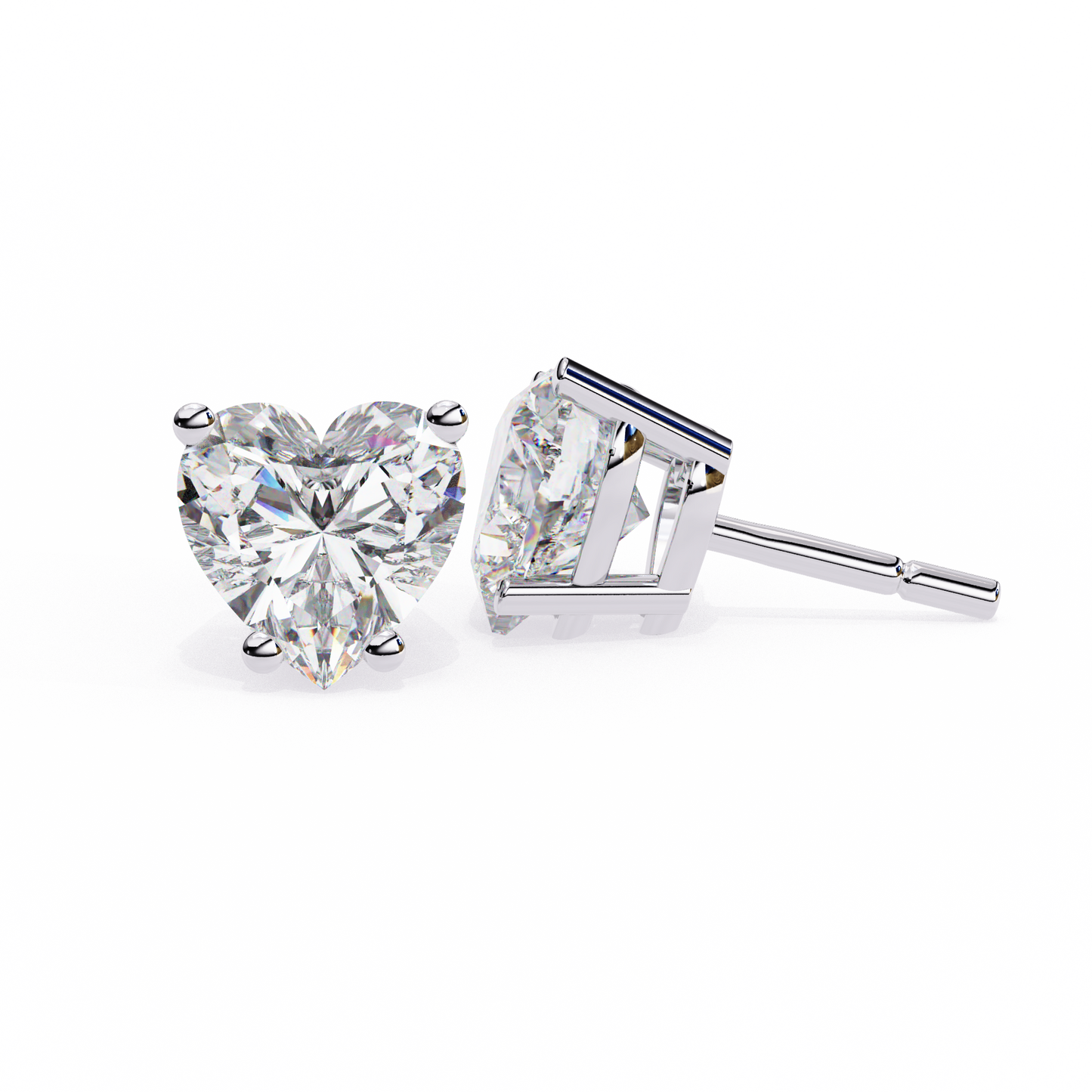 Prong Set 2.43Ct Heart Cut Top Grade Diamond Elegant Stackable Vintage Stud Fabulous Earring Gift For Women's - HIGHCARAT DIAMONDS