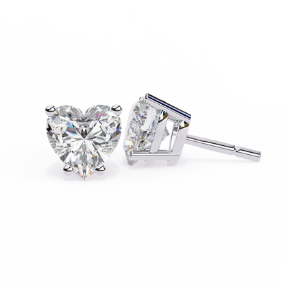Prong Set 2.43Ct Heart Cut Top Grade Diamond Elegant Stackable Vintage Stud Fabulous Earring Gift For Women's - HIGHCARAT DIAMONDS