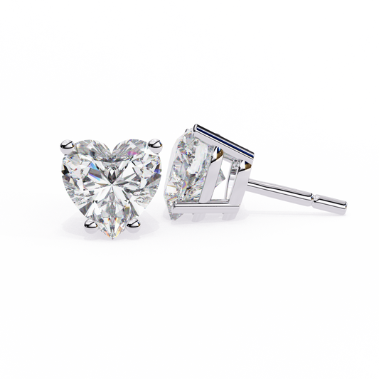 Prong Set 2.43Ct Heart Cut Top Grade Diamond Elegant Stackable Vintage Stud Fabulous Earring Gift For Women's - HIGHCARAT DIAMONDS