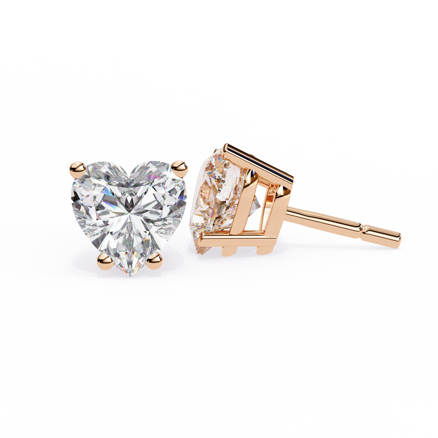 Prong Set 2.43Ct Heart Cut Top Grade Diamond Elegant Stackable Vintage Stud Fabulous Earring Gift For Women's - HIGHCARAT DIAMONDS