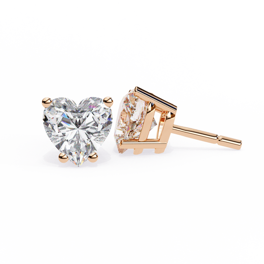 Prong Set 2.43Ct Heart Cut Top Grade Diamond Elegant Stackable Vintage Stud Fabulous Earring Gift For Women's - HIGHCARAT DIAMONDS