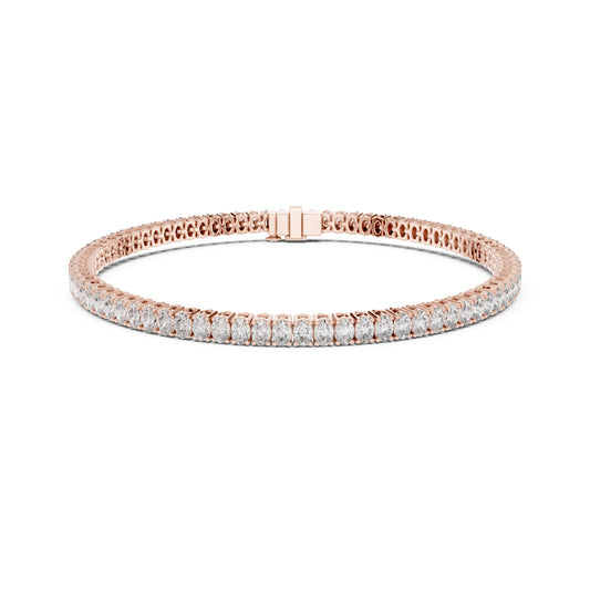 Prong Set 3.95Ct Oval Cut White Colorless Lab Grown Diamond Unique Hand Crafted Dainty Tennis Wedding Wear Bracelet - HIGHCARAT DIAMONDS