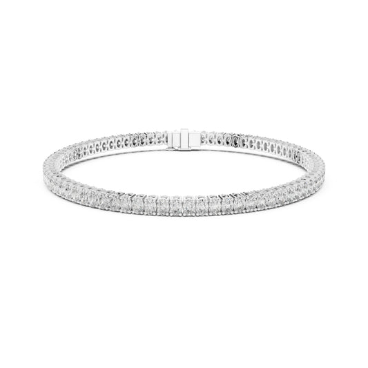 Prong Set 3.95Ct Oval Cut White Colorless Lab Grown Diamond Unique Hand Crafted Dainty Tennis Wedding Wear Bracelet