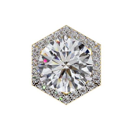 Prong Set Hexagon Shape 2.10Ct Round Cut Lab Grown Halo Style Cluster 14k Solid Yellow Gold Stud Bridesmaid  Earring For Women's - HIGHCARAT DIAMONDS