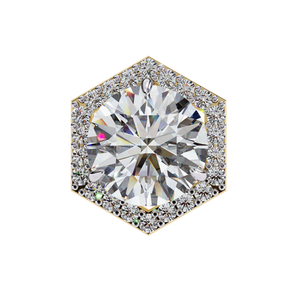 Prong Set Hexagon Shape 2.10Ct Round Cut Lab Grown Halo Style Cluster 14k Solid Yellow Gold Stud Bridesmaid  Earring For Women's - HIGHCARAT DIAMONDS